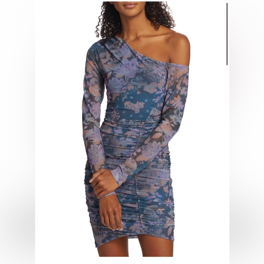 FREE PEOPLE Chole Ruched Mesh Minidress